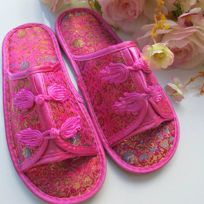 Dép khóa nổi bật Mùa xuân và mùa thu Trang chủ Cặp đôi Dép Craft Tang Triều Damask Dép Dép cưới cổ điển